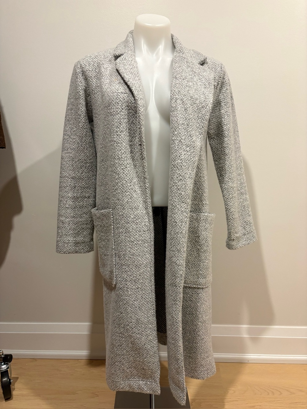 Grey Speckled Light long cardigan or pea coat